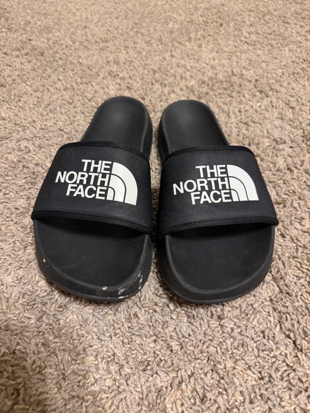 The North Face Black Slides with White Logo Strap